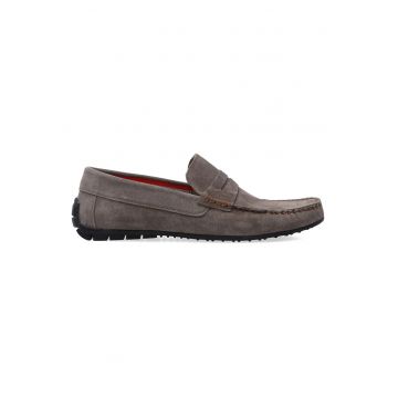 Pantofi loafer driver din piele intoarsa uni