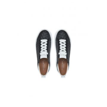 Pantofi sport barbati - ASBBWYM -  Piele naturala - 42 EU - Alb/Negru - Alb/Negru