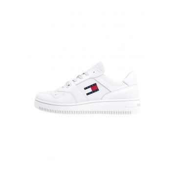 Pantofi sport din piele si piele ecologica - Alb