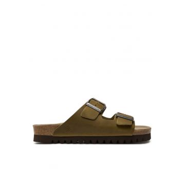 Papuci barbati  303739089 - Piele naturala - Kaki - Kaki
