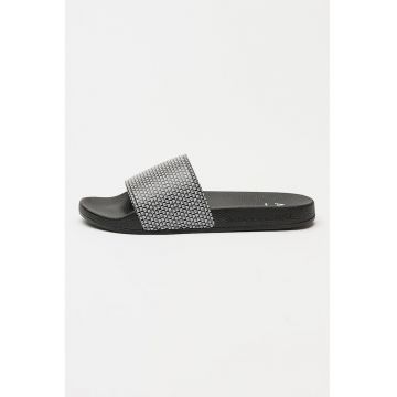Papuci cu model monograma - Alb/Negru
