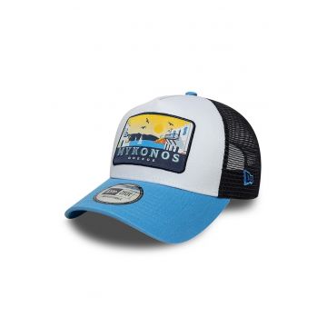 Sapca trucker cu aplicatie de locatie - Albastru pastel/Negru