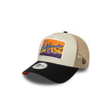 Sapca trucker cu aplicatie frontala - Negru/Bej deschis