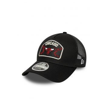 Sapca trucker cu logo brodat Chicago Bullas Nba 9Forty - Negru