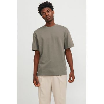 Tricou cu decolteu la baza gatului - din amestec de bumbac organic - Maro taupe