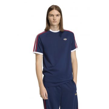 Tricou cu decolteu la baza gatului si logo - Bleumarin