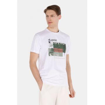 Tricou cu imprimeu grafic - Alb/Verde inchis