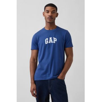 Tricou de bumbac cu logo - Alb optic/Bleumarin