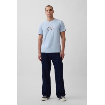 Tricou de bumbac cu logo - Albastru pal