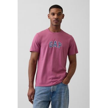 Tricou de bumbac cu logo - Roz inchis