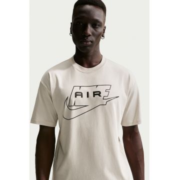 Tricou lejer cu imprimeu logo pe piept - Crem