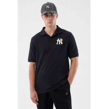 Tricou polo din amestec de bumbac cu logo - Albastru ultramarin