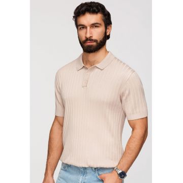Tricou polo slim fit cu striatii - Bej