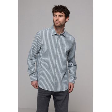 Camasa regular fit cu dungi - Alb - Verde -