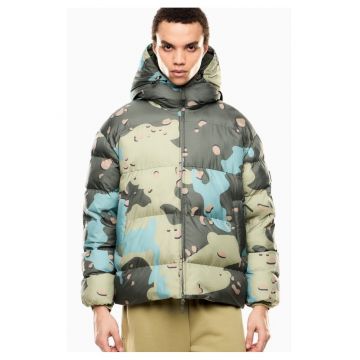 Geaca barbati  MOUNTAIN M ECO DOWN HOODED JACKET GRAPHIC - Poliamida - Verde - Verde
