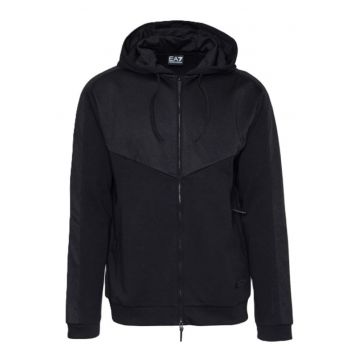 Hanorac barbati cu fermoar  M HOODIE FZ CO PL - Bumbac - Negru - Negru