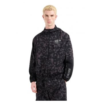 Hanorac barbati cu fermoar  M HOODIE FZ GRAPHIC PL PU - Bumbac - Negru - Negru