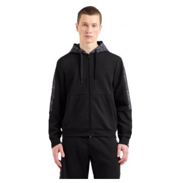 Hanorac barbati cu fermoar  M HOODIE FZ MONOGRAM PRINTED - Bumbac - Negru -