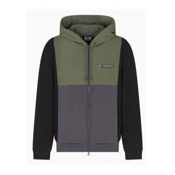 Hanorac barbati cu fermoar  TRAIN ATHLETIC COLOUR BLOCK M HOODIE FZ NYLON - Poliester - Verde - Verde