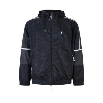 Hanorac barbati cu fermoar  TRAIN GRAPHIC SERIES M HOODIE FZ MONOGRAM ALL OVER PL - Poliester - Negru - Negru