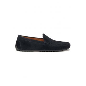 Mocasini barbati -  piele naturala cu albastru