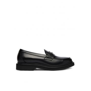 Mocasini barbati -  piele naturala - negru - material sintetic