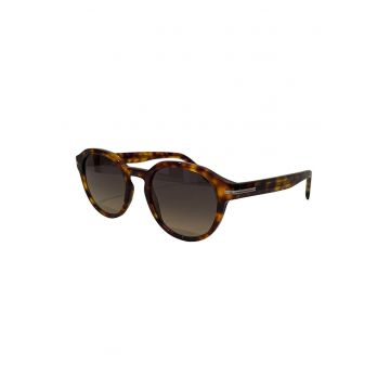 Ochelari de soare rotunzi cu animal print - Maro inchis/Portocaliu inchis