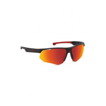 Ochelari de soare wrap cu lentile oglinda - Negru carbon