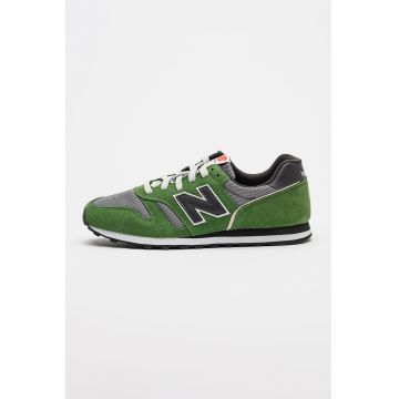 Pantofi sport 373 cu insertii din piele intoarsa - Gri/Verde englez