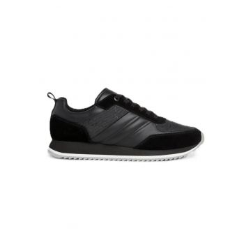 Pantofi sport barbati  LOW TOP LACE UP MONO - Piele naturala - Negru -