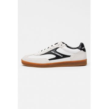 Pantofi sport din piele si piele intoarsa cu talpa plata