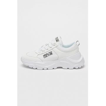 Pantofi sport wedge cu garnituri de piele - Alb
