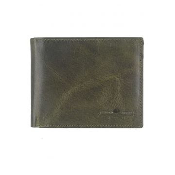 Portofel barbati piele naturala verde 12 x 9.5 x 2 cm - Newport -