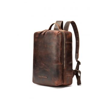 Rucsac piele naturala - Crazy horse - - maro vintage