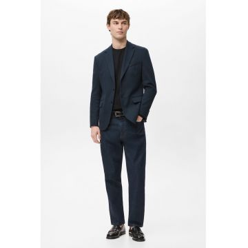 Sacou slim-fit cu revere decupate - Bleumarin