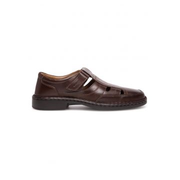 Sandale barbatesti -  piele naturala - inchidere velcro - maro - Maro