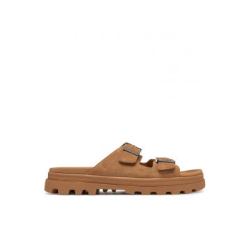 Slapi unisex -  piele naturala - maro - material sintetic