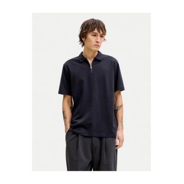Tricou barbati -  bleumarin - poliester reciclat/bumbac organic/elastan