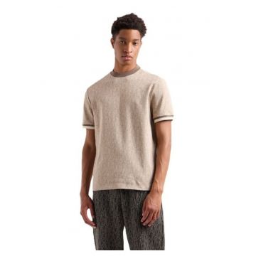 Tricou barbati  M TEE SS MONOGRAM JACQUARD - Bumbac - Bej - Bej