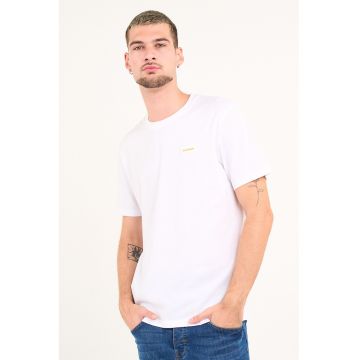 Tricou din bumbac cu decolteu la baza gatului - Alb optic