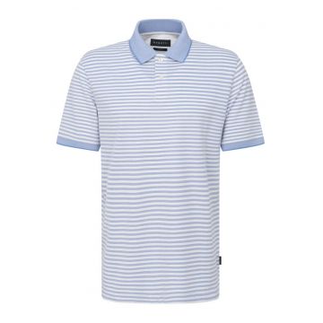 Tricou  guler polo - modern fit - cu dungi - alb si bleu