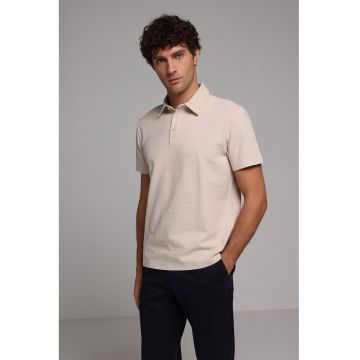 Tricou polo cu model uni - Maro taupe deschis