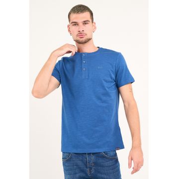 Tricou regular-fit cu model uni - Albastru