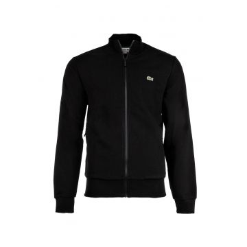Bluza de trening cu buzunare laterale si fermoar - Negru