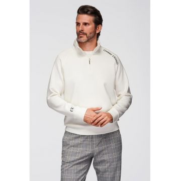 Bluza de trening cu fenta cu fermoar - Alb murdar