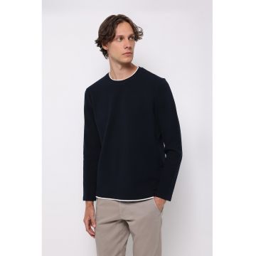 Bluza regular fit cu decolteu la baza gatului - Albastru ultramarin