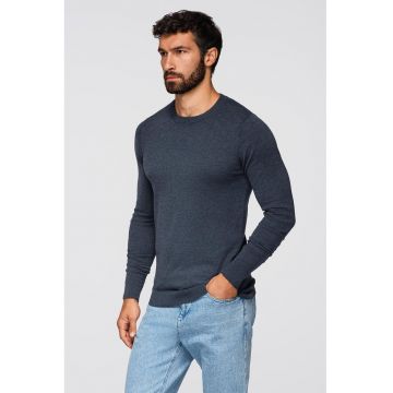 Bluza uni cu decolteu la baza gatului - Bleumarin