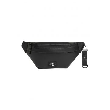 Borseta de piele ecologica cu aplicatie logo - Negru
