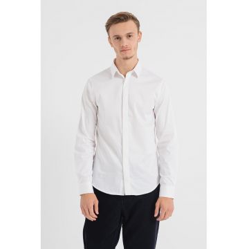 Camasa slim fit cu aspect satinat - Alb