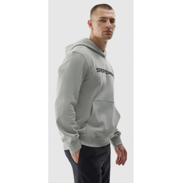 Hanorac Barbati  Gri cu Gluga - Croiala Regular - Material Moale Bumbac-Poliester - Inscriptie 